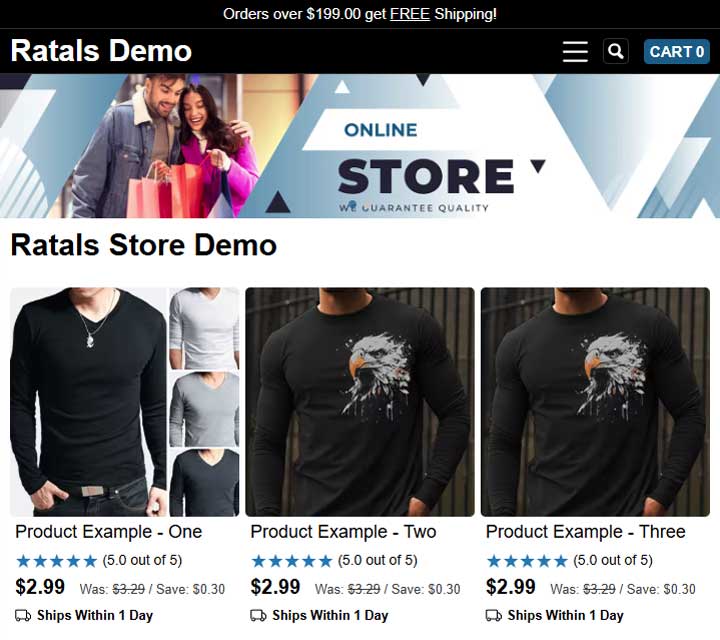 Ratalsdemo Homepage Screenshot