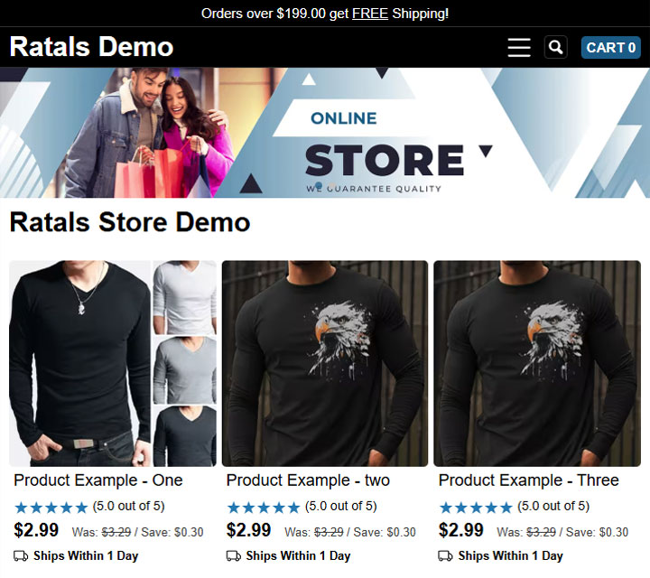 Ratalsdemo Homepage Screenshot