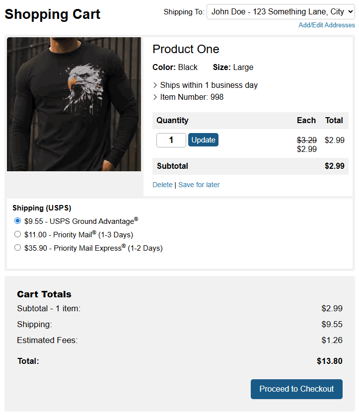 Ratalsdemo Shopping Cart Screenshot