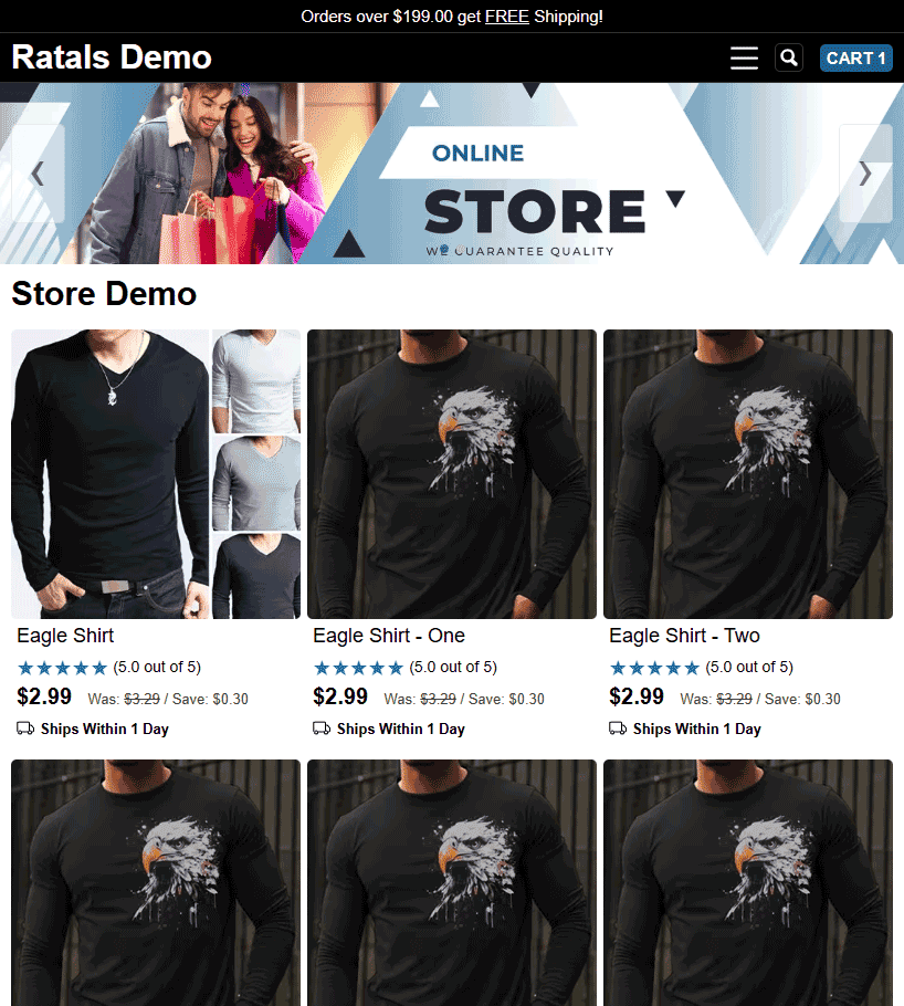 Homepage Store Screenshot