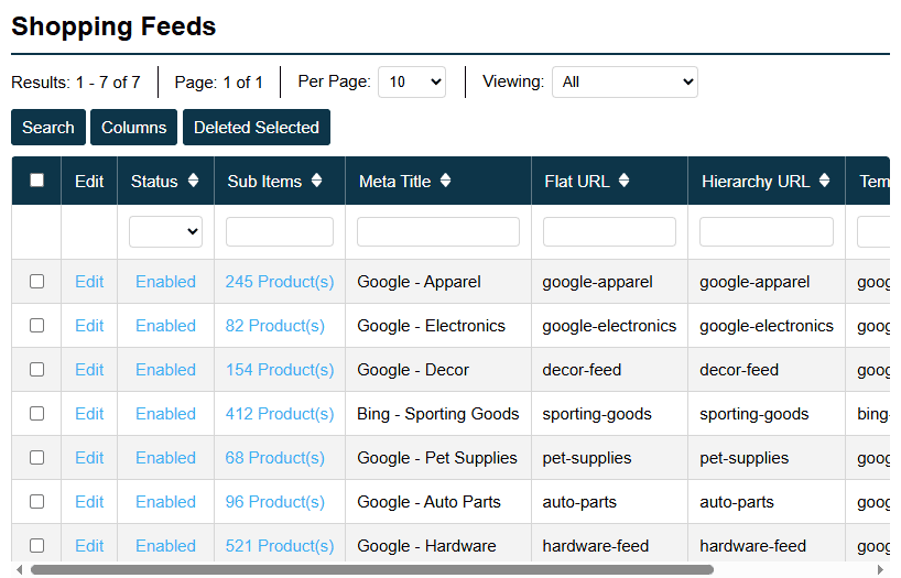 Shopping Feeds Screenshot