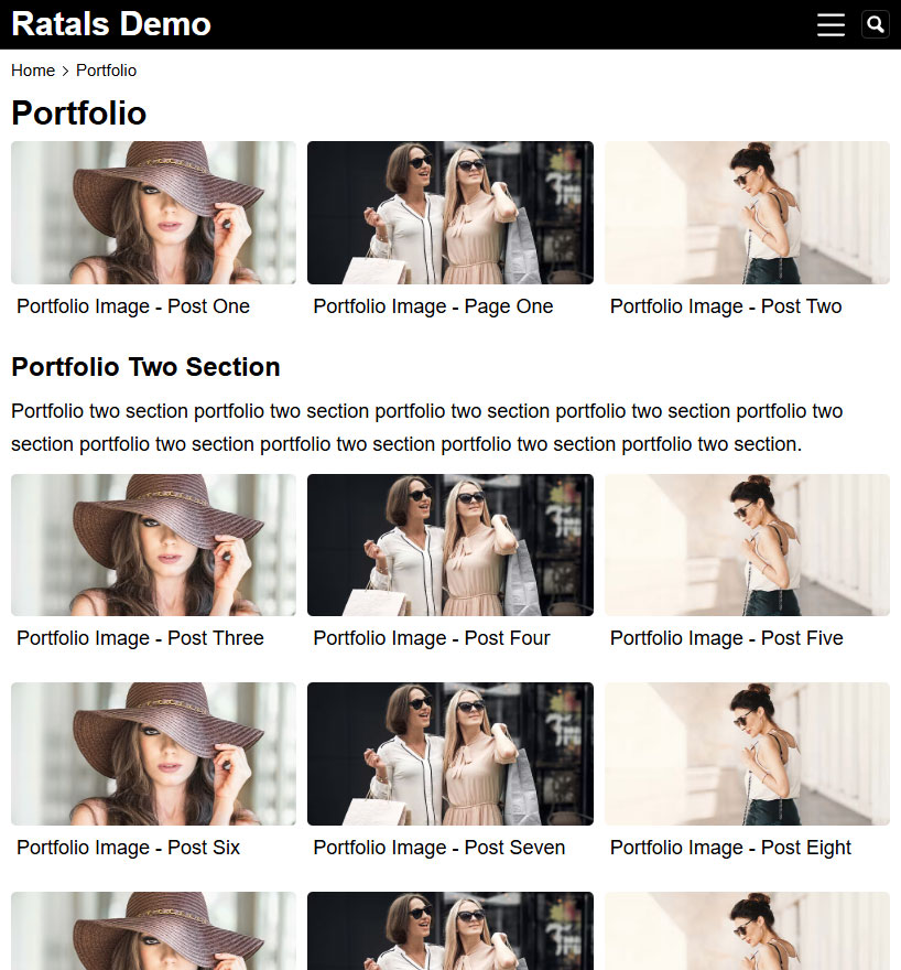 Ratalsdemo Website Portfolio Screenshot