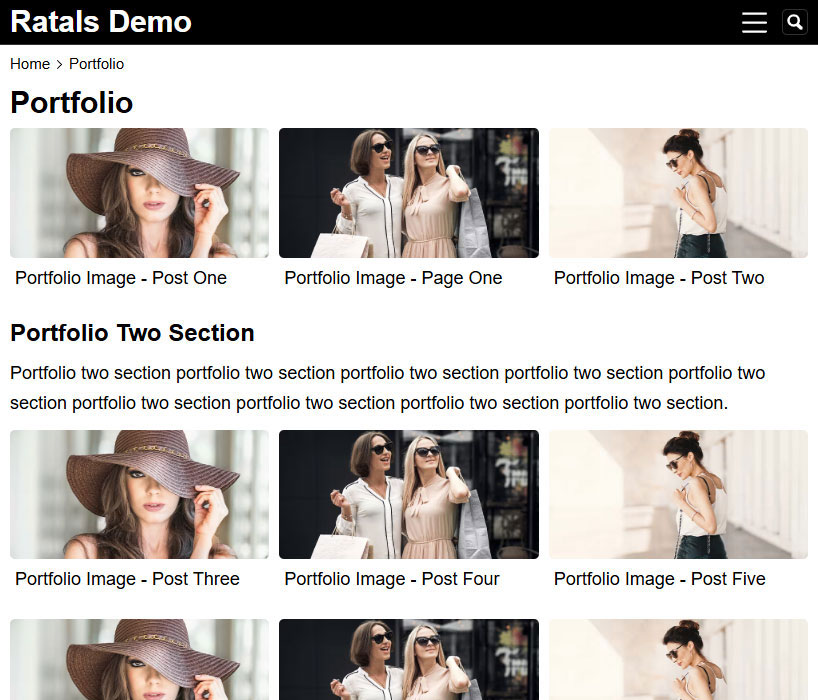 Ratalsdemo Website Portfolio Screenshot