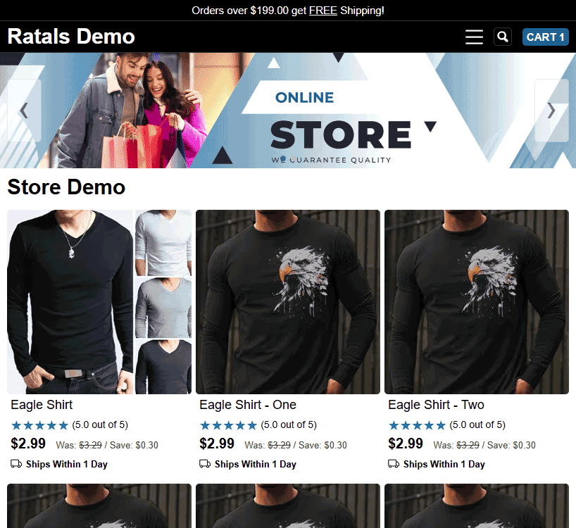 Homepage Store Screenshot