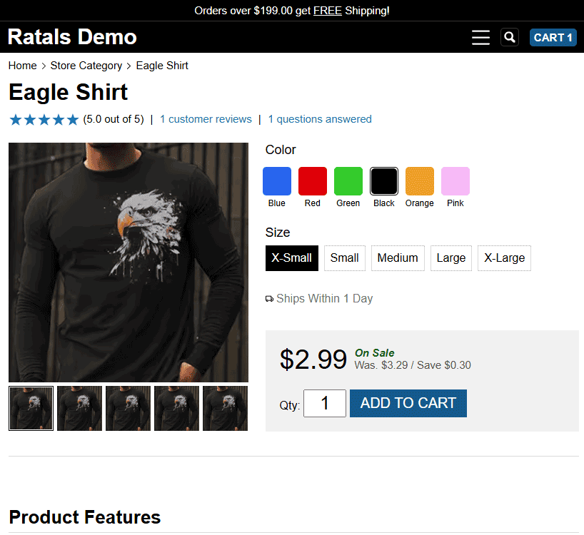 Product Page Screenshot