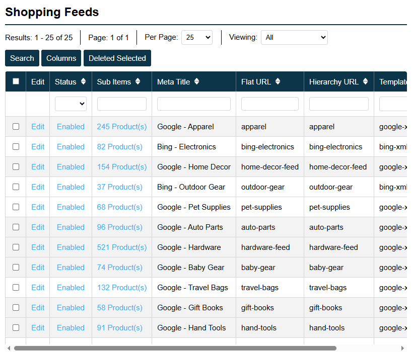 Shopping Feeds Screenshot