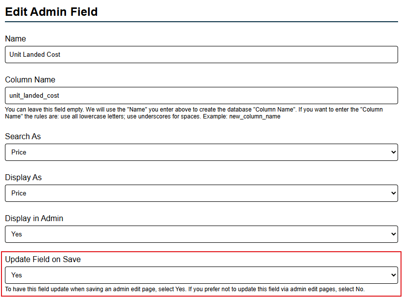 Edit Admin Field On Save