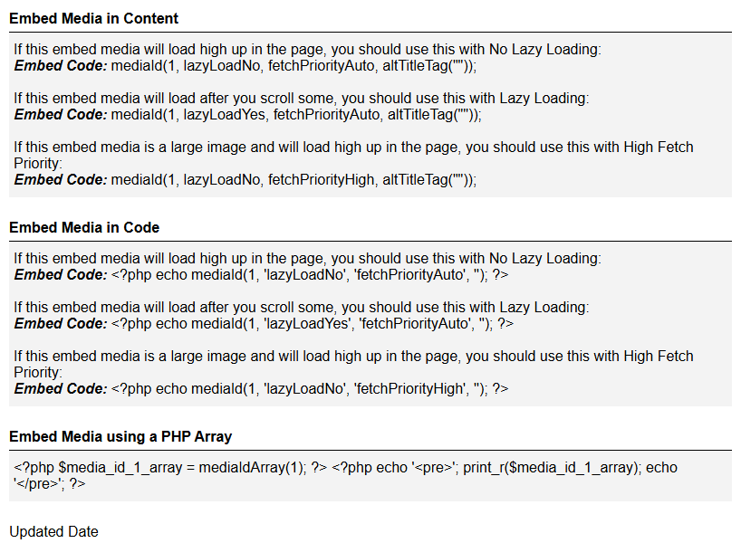 Embed Mediaid Shortcodes Screenshot