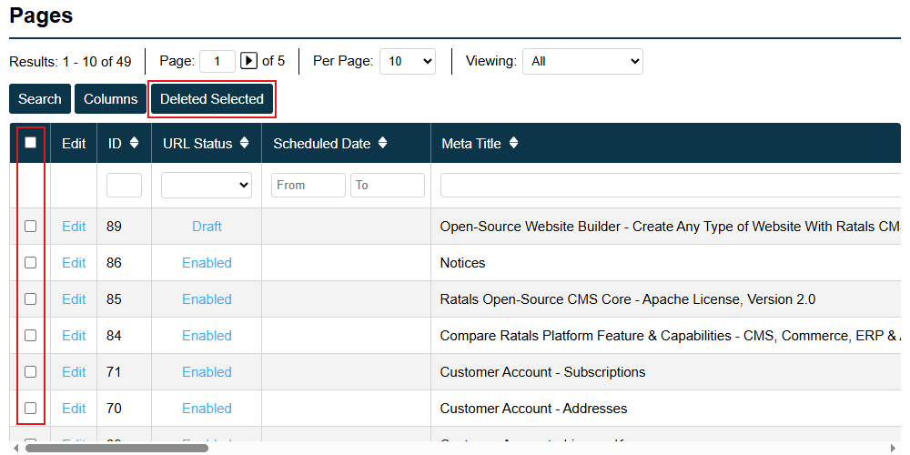 Table View Delete Rows