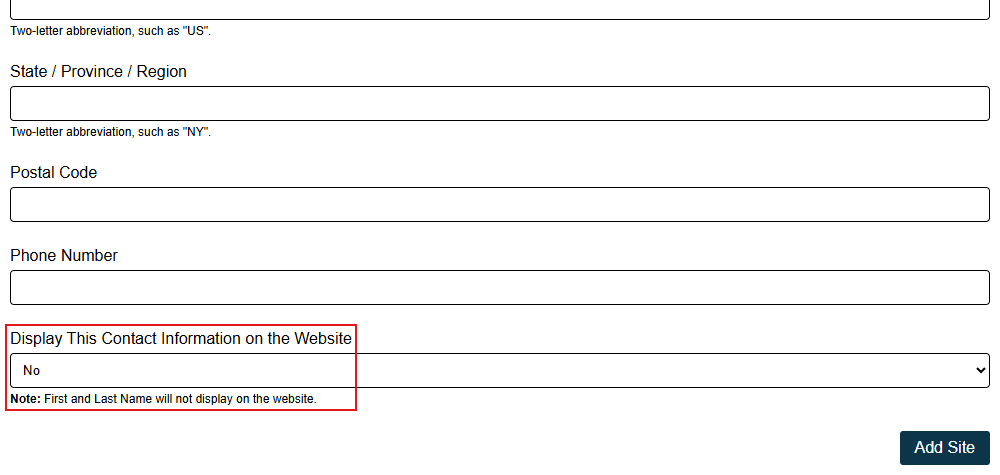 Company Contact Details Visibility Setting
