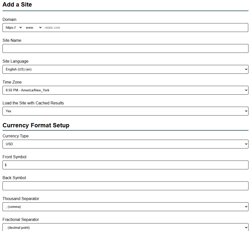 Add Site Configuration