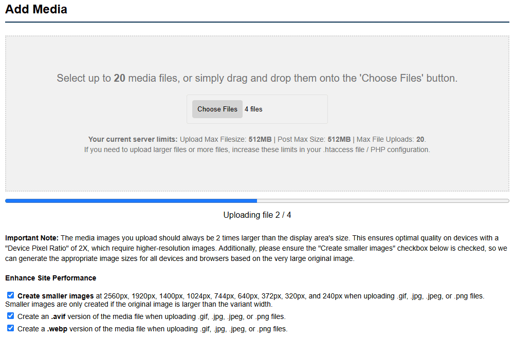 Media Upload Interface With Progress Bar