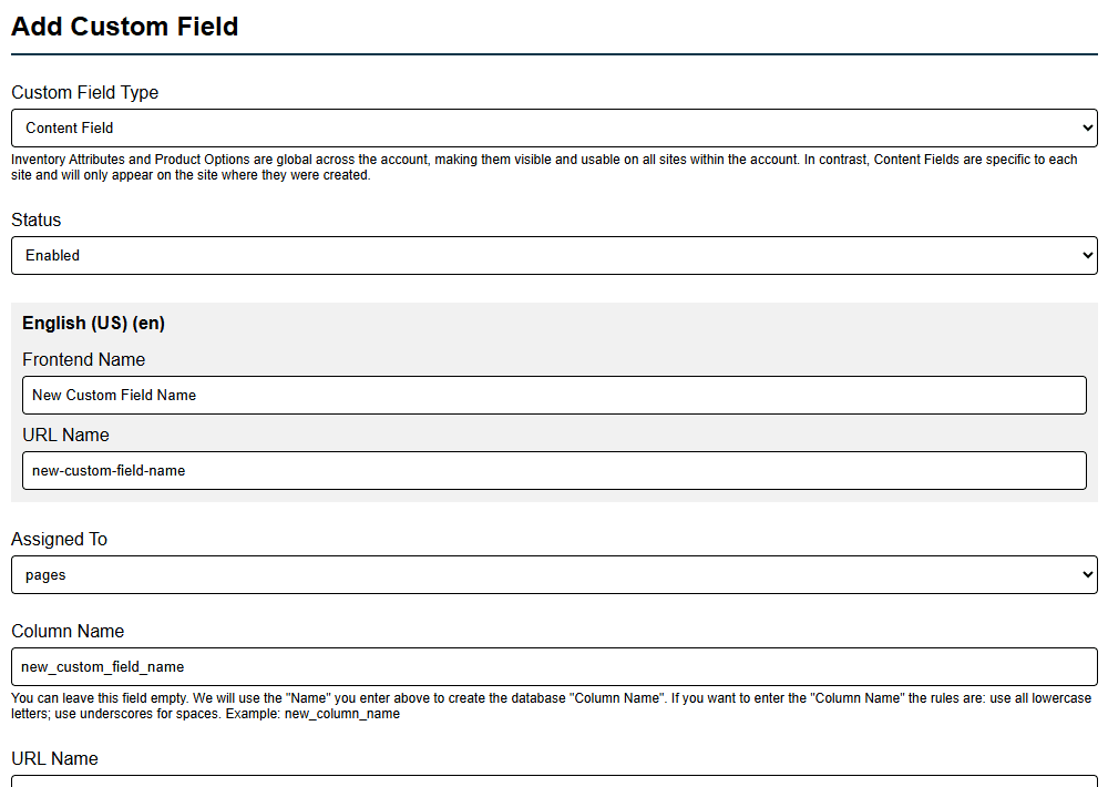 Add Custom Content Field