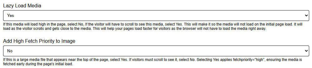 Media Slider Performance Optimization Settings