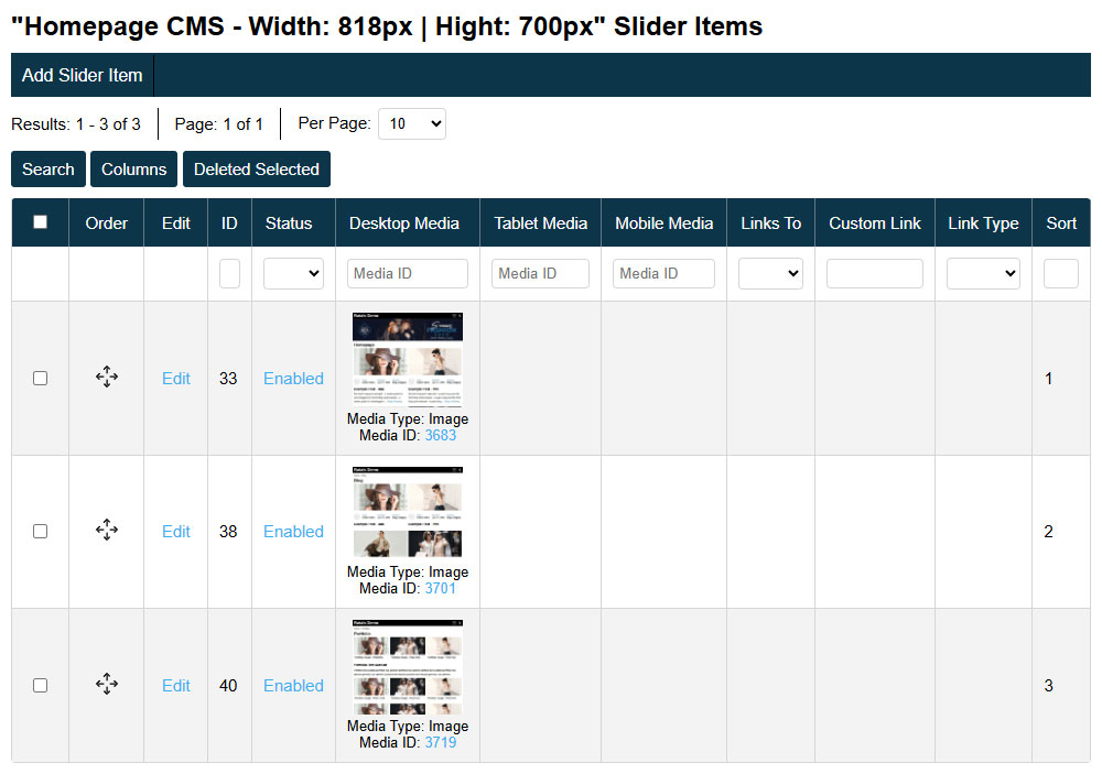 Media Slider Builder Dashboard