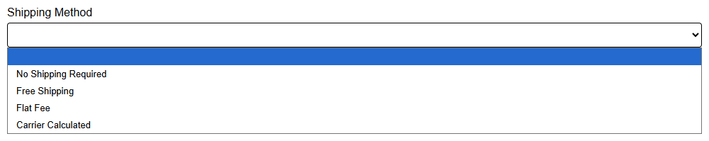Shipping Method Options On Inventory
