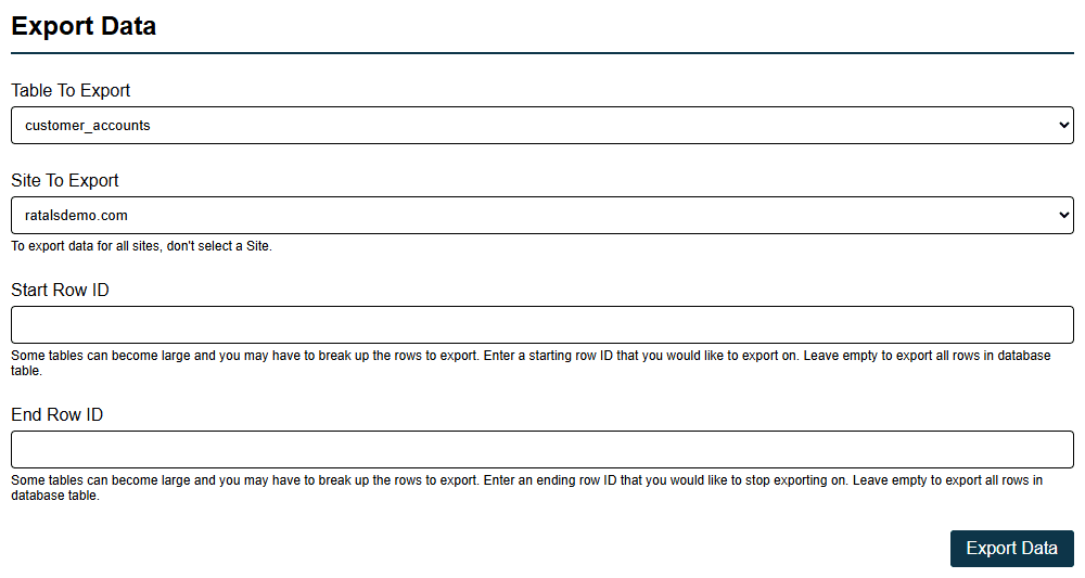 Customer Table Export Screen In Admin