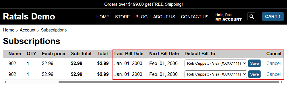 Subscriptions Billing Dates Cancel Options