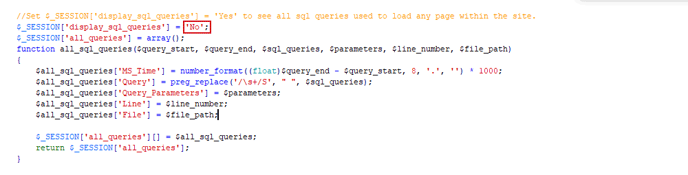 Enabling Display Sql Queries On Urls